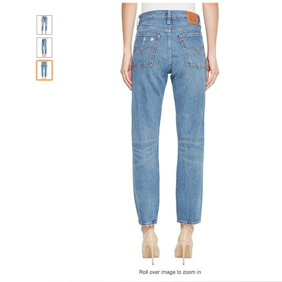 Levi's 501 Wedgie Straight Button Fly HighRise Blue Jean- PARTNER IN CRIME 28w - Picture 3 of 13